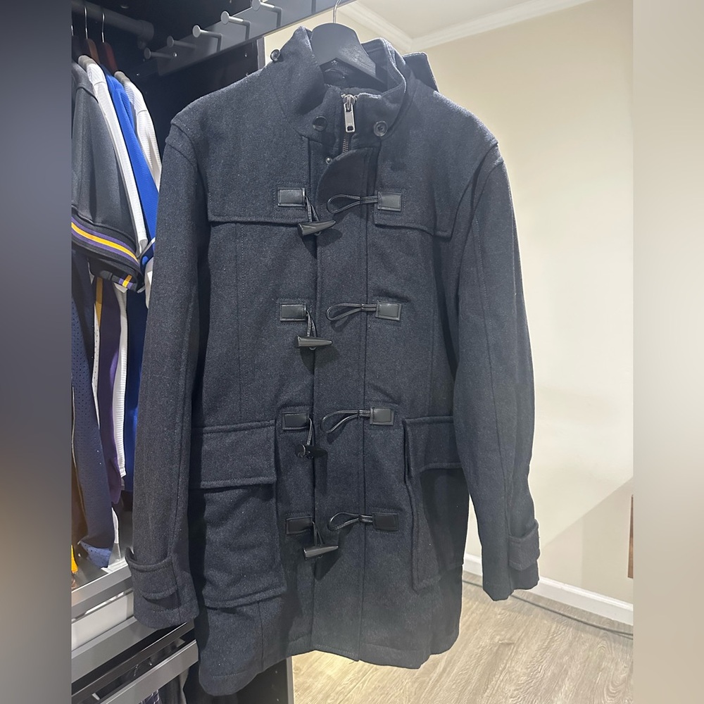 Zara Men's Dark Gray Toggle Trench Coat